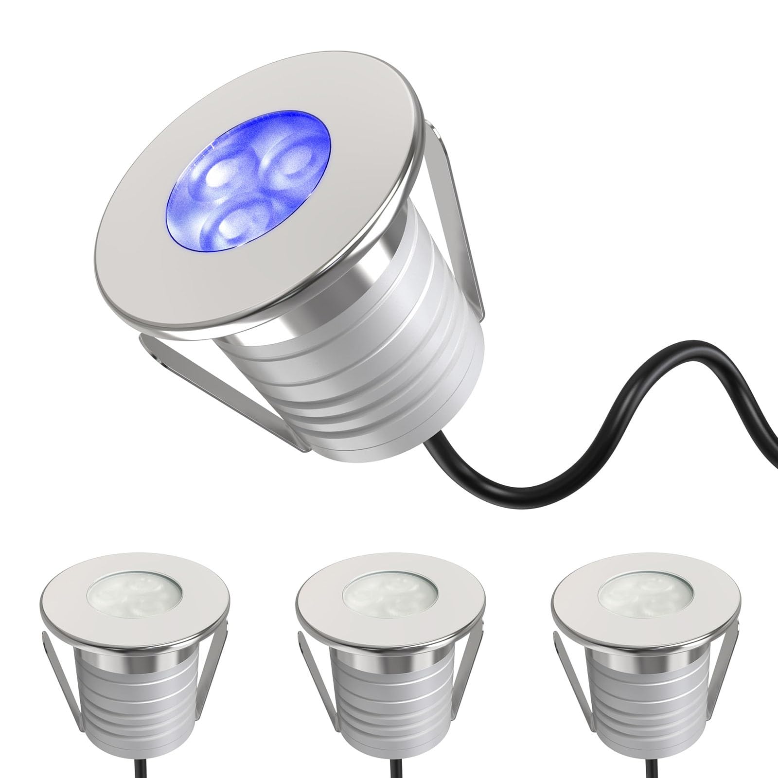 4 Stück Unterwasser-Poolbeleuchtung – LED-Poollicht, dimmbar, mit niedriger Spannung 3 W, IP68, IP68, wasserdicht, für Teiche, Wasserfälle, Brunnen, 12 V-24 V DC (blau)