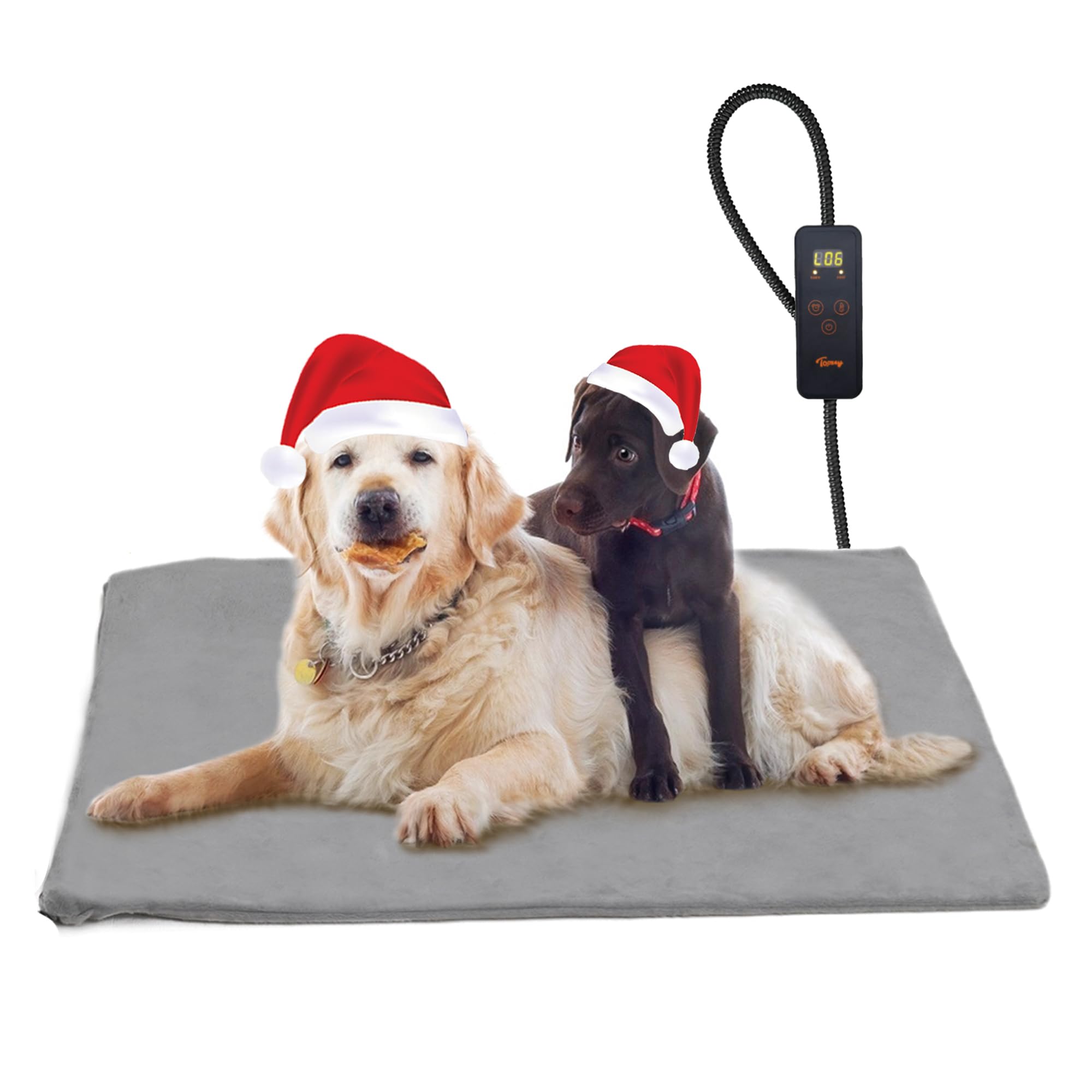 Toozey Tappetino Riscaldante per Cani e Gatti Tappeto Riscaldante per Animali Domestici Elettrico Regolabile Timer e per Temperatura per Cani e Gatti Neonati/Piccoli/Anziani, Grigio - XXL (120 * 70cm)