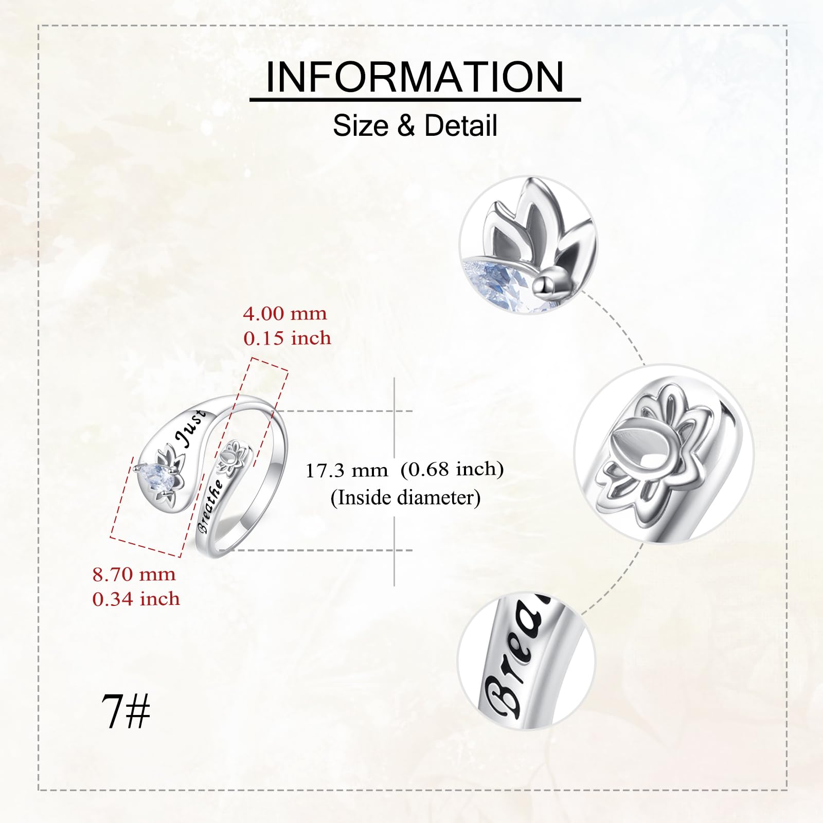 DAYLINLOVE Just Breathe Ring S925 Sterling Silber Verstellbarer Lotusring Spiral Wickel Heilungsringe Inspirierender Schmuck für Frauen, Mütter, Ehefrauen