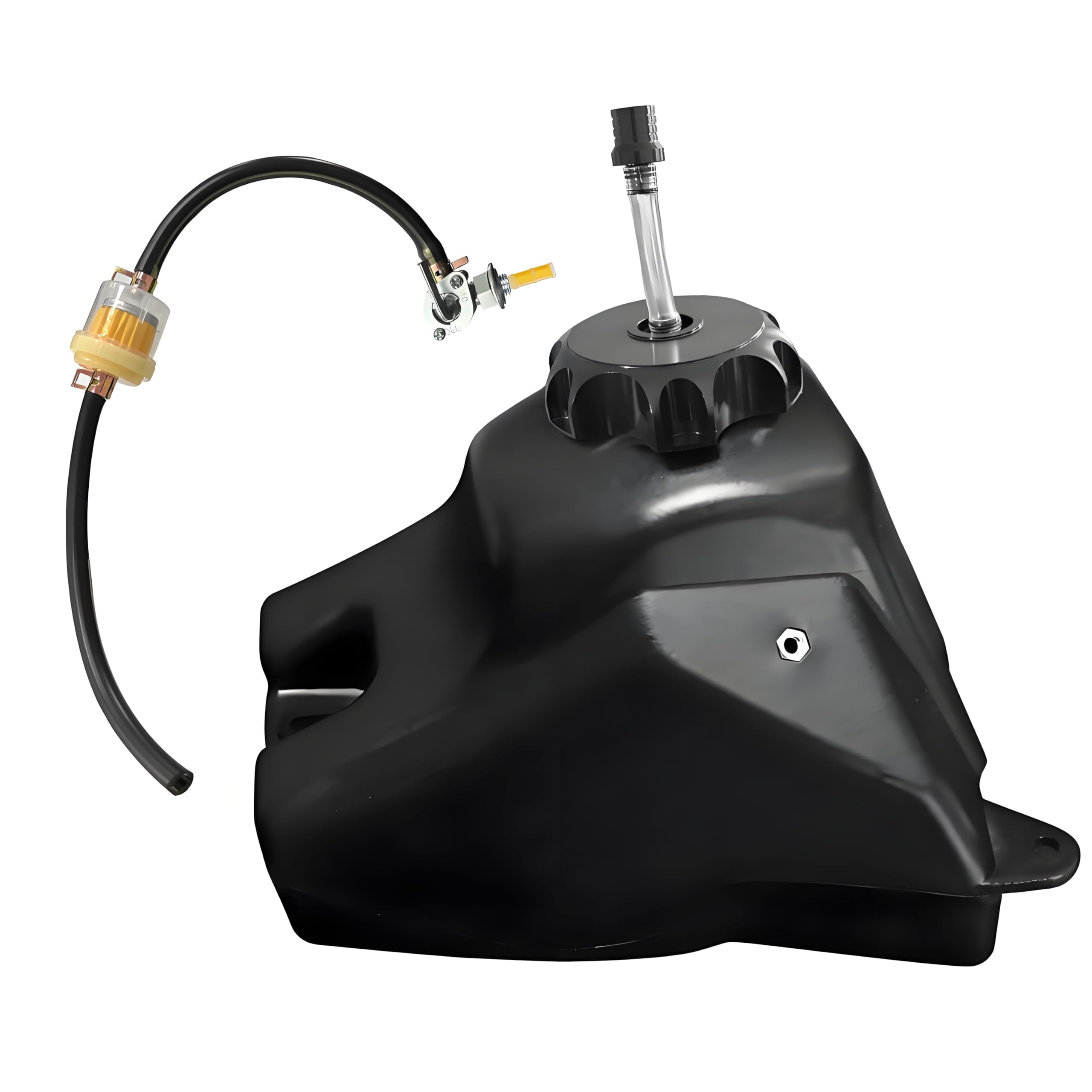 Dirt Bike Gas Tank 3.5L with Aluminum Gas Cap, Fuel Filter, Petcock, for Honda CRF50, Kayo TS90, Pitster Pro XJR110, SSR 70, SSR 110, SSR 125 and 50cc-125cc Chinese Pit Bike Parts (Black Cap)