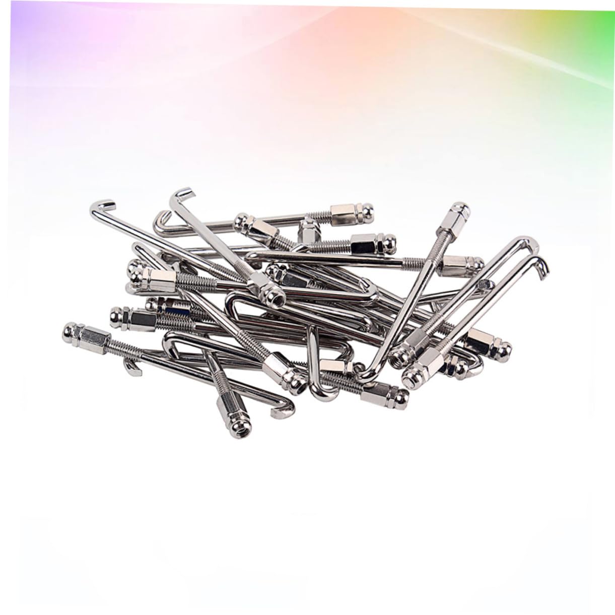 HANABASS 24Pcs Silver Banjo Hooks for Traditional Banjo Thread Durable Replacement Parts Fits Vintage and Modern Banjos Easy Adjustments High Grade Material