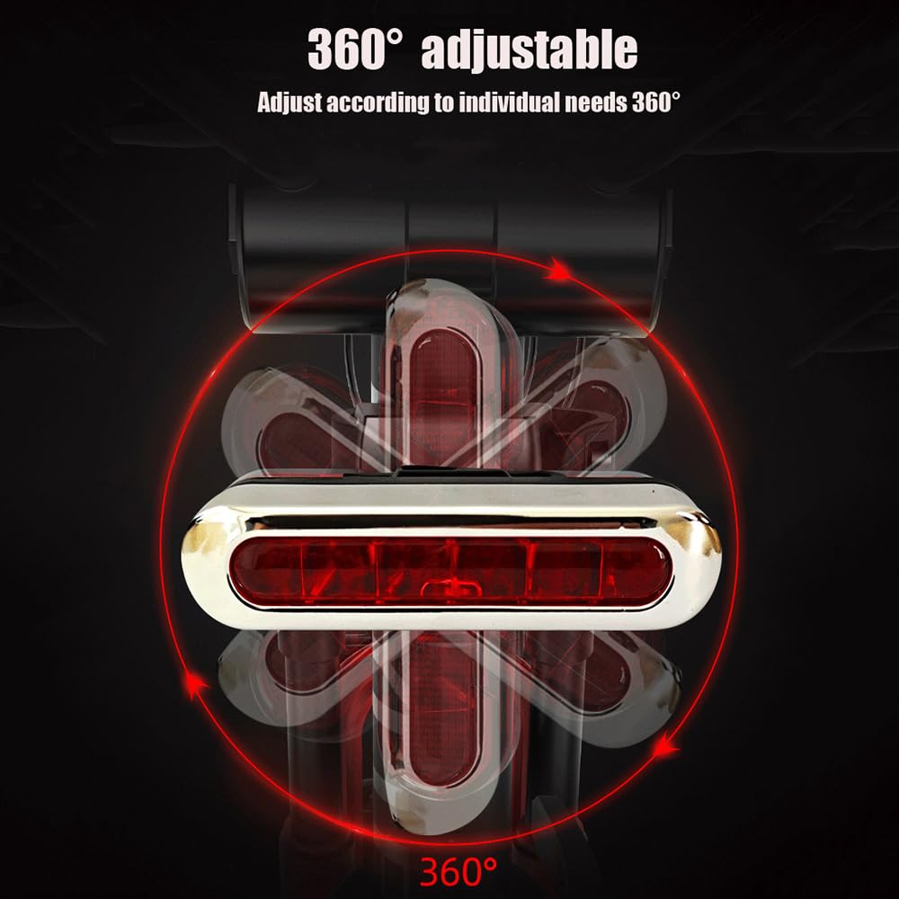 Feu arrière de vélo LED 4 Modes, Rechargeable USB, étanche, avec réflecteurs de sécurité et Accessoires intégrés.