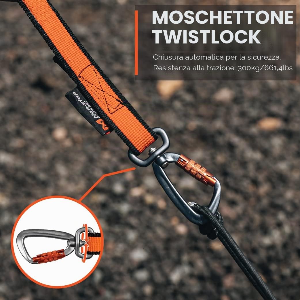 Non-Stop Dogwear Guinzaglio elastico, nero/arancione – 2,0 m/23 mm