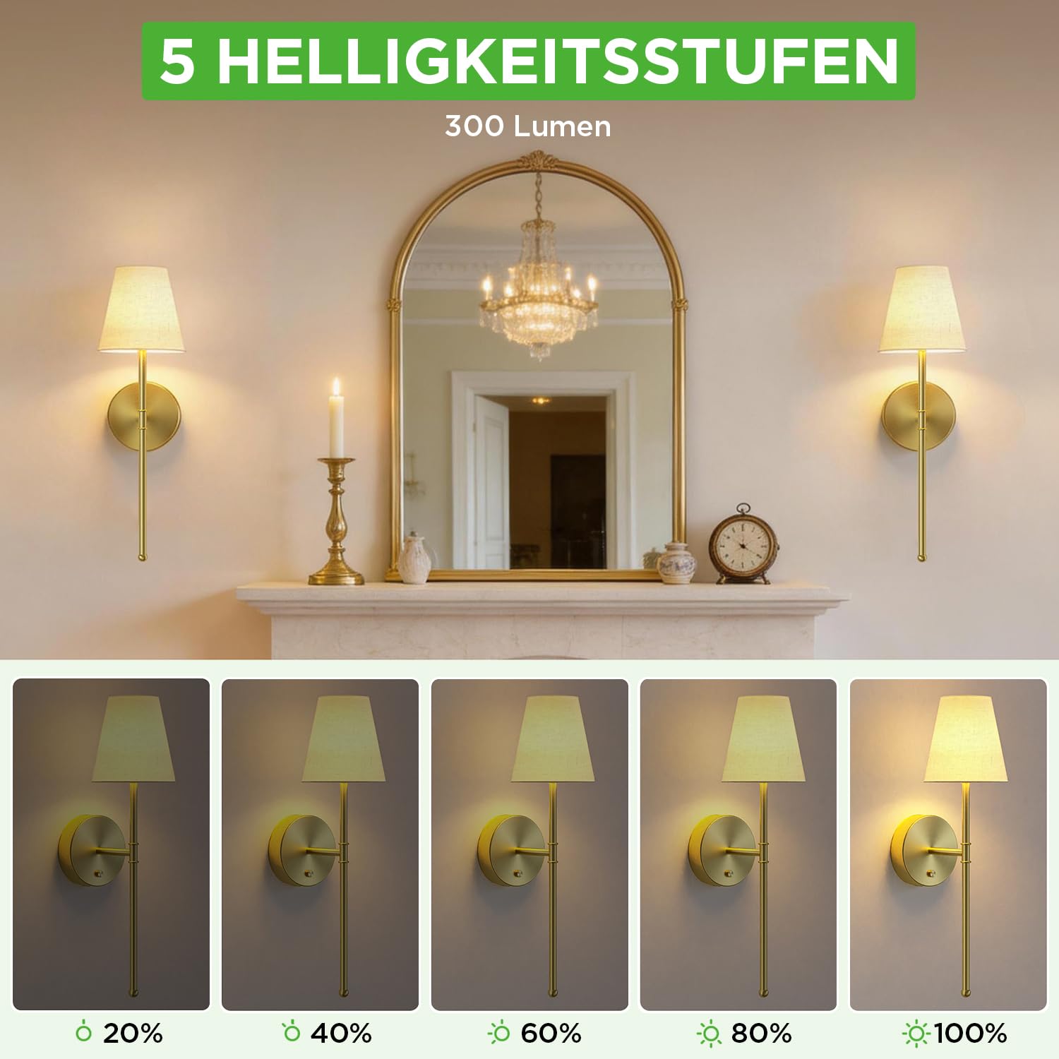 LUTEC Wandleuchten-Set (2 Stück), wiederaufladbare, kabellose Wandleuchten mit 5200 mAh Akku, RGB-Beleuchtung, dimmbar und mit Fernbedienung, 12 Farben, Wandleuchten für Schlafzimmer/Wohnzimmer/Flur