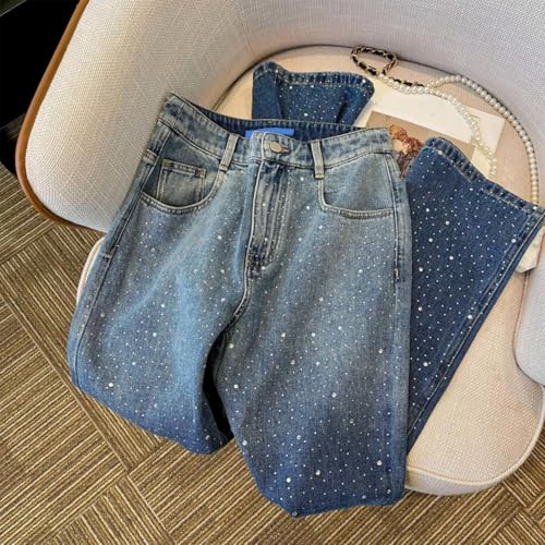 Rhinestone Jeans Men Y2k All Over Rhinestone Jeans Men Shiny High Waisted Straight Leg Denim Pants Loose Fit4