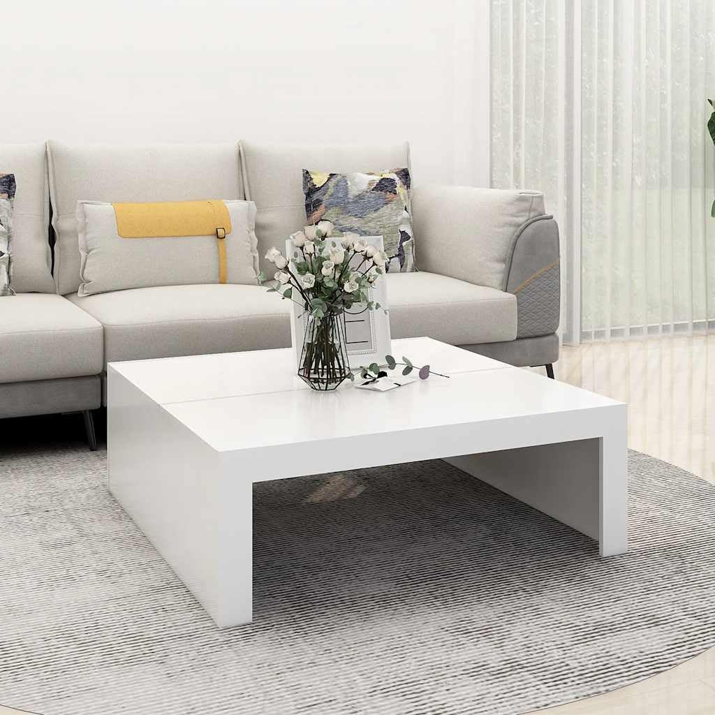 SXZenSpace White Coffee Table 100x100x35 cm Engineered Wood Modern Square Low Tea for Living Room Centre Sofaside