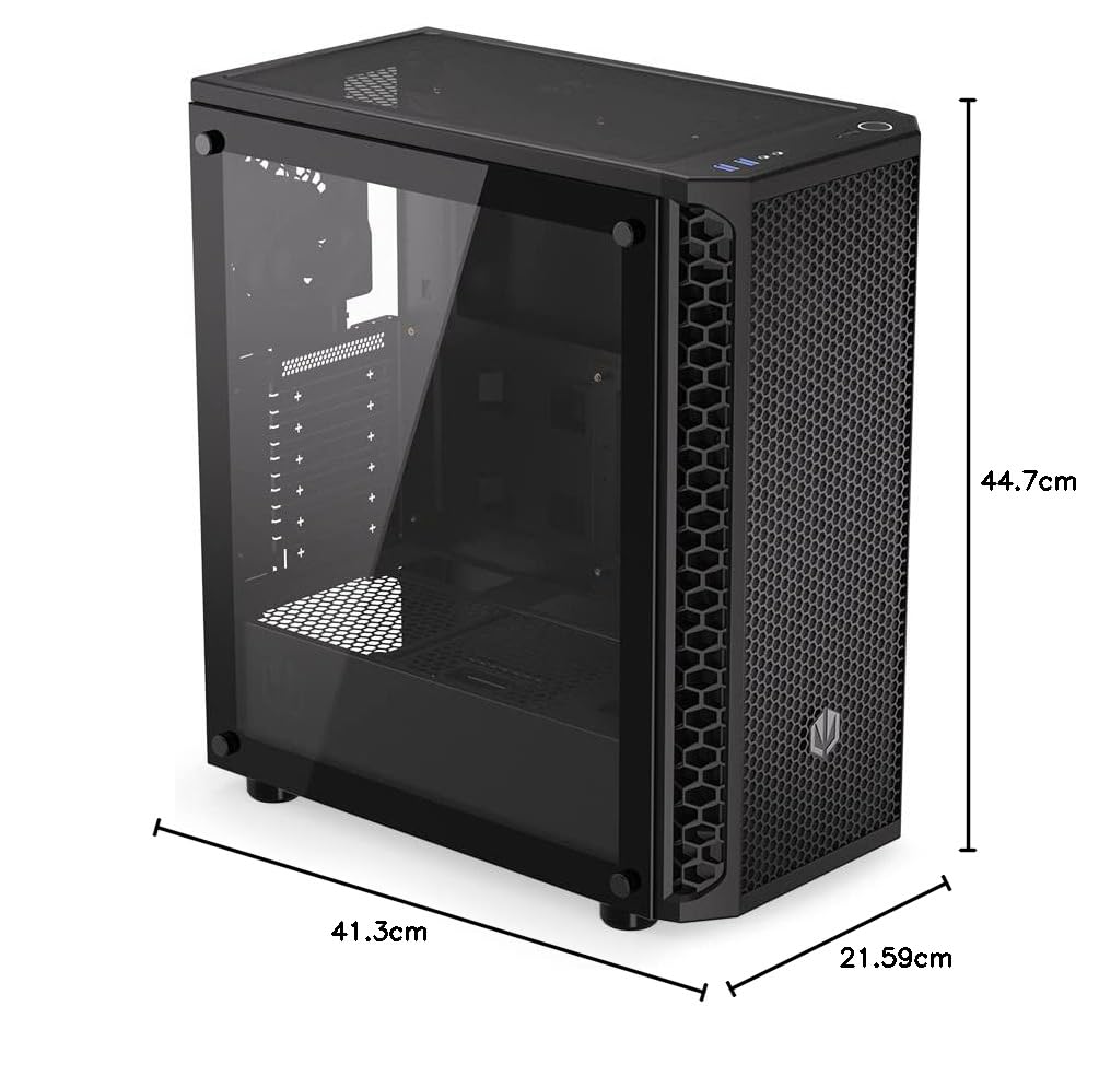 ENDORFY Signum 300 Air PC Gehäuse ATX mit Tempered Glass, 4X Stratus 120 PWM, Mesh Front, Unterstützung für 360 mm Radiator, GPU bis 350 mm, Schwarz