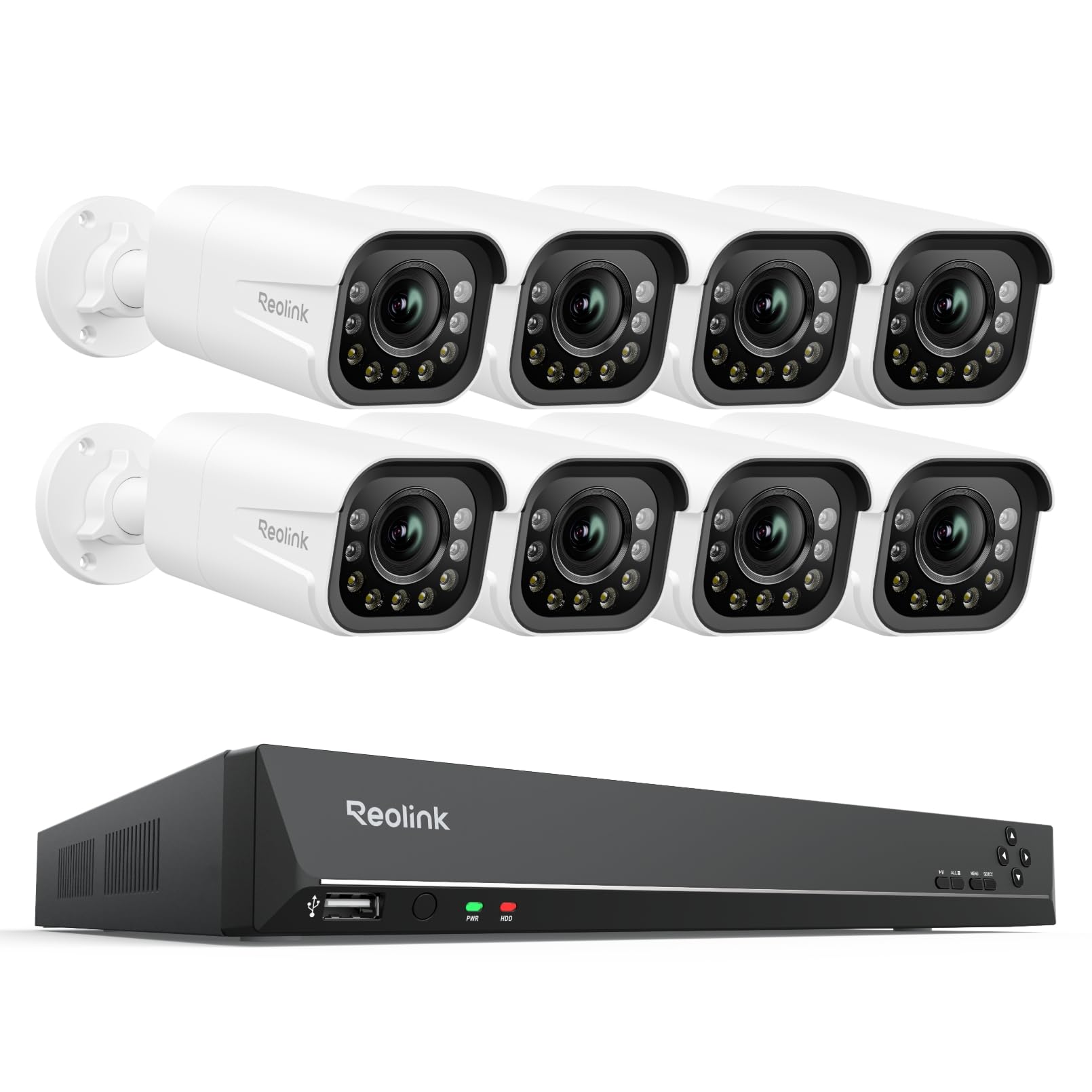 Reolink 4K Smarte PoE IP Kamera Outdoor mit Personen-/Autoerkennung, 5X optischer Zoom Überwachungskamera Aussen, Spotlight, Farbige Nachtsicht, Zwei-Wege-Audio, RLC-811A*8 mit NVR RLN16-410-NHD