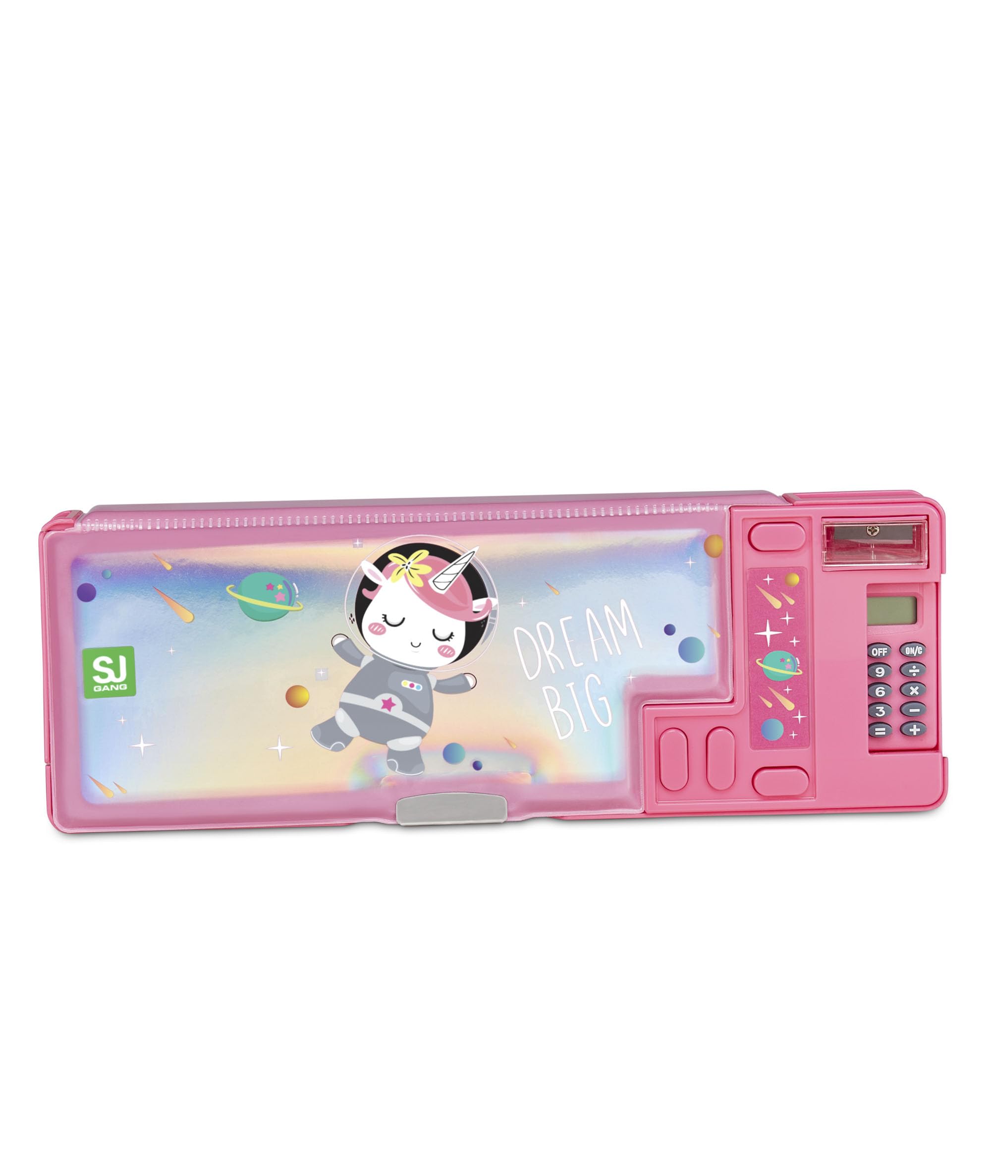 SJ GANG STYLE JAM GANG Astuccio scuola Multifunzione Rosa Per Bambine, A Piu' Scomparti Pop Up Per Cancelleria Con Calcolatrice Inclusa