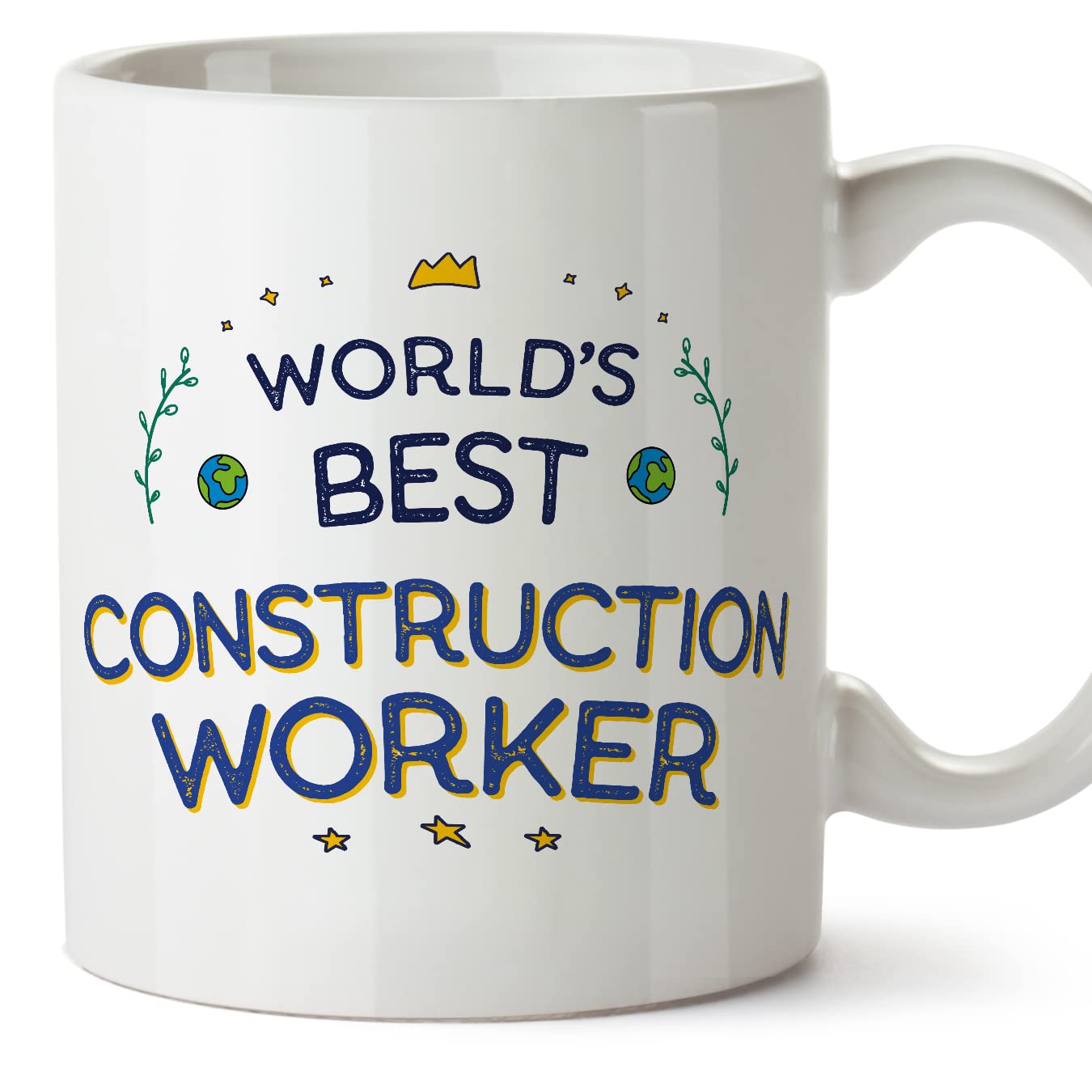 MUGFFINS Construction Worker Mug - in English - World's Best - Funny Gift for Colleagues - Ceramic 11oz Mug — image 1