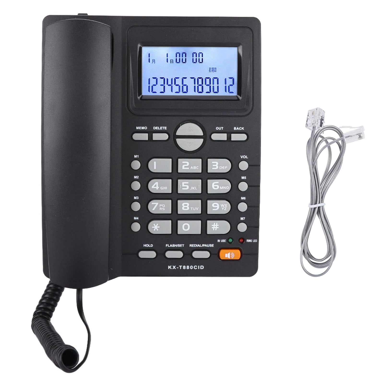 Fdit Corded Phone, Dual-port Extension Set Corded Telephone with Caller ID Display and Speaker Phone,Large Buttons Landline Phone for Office Business(black)-image-7