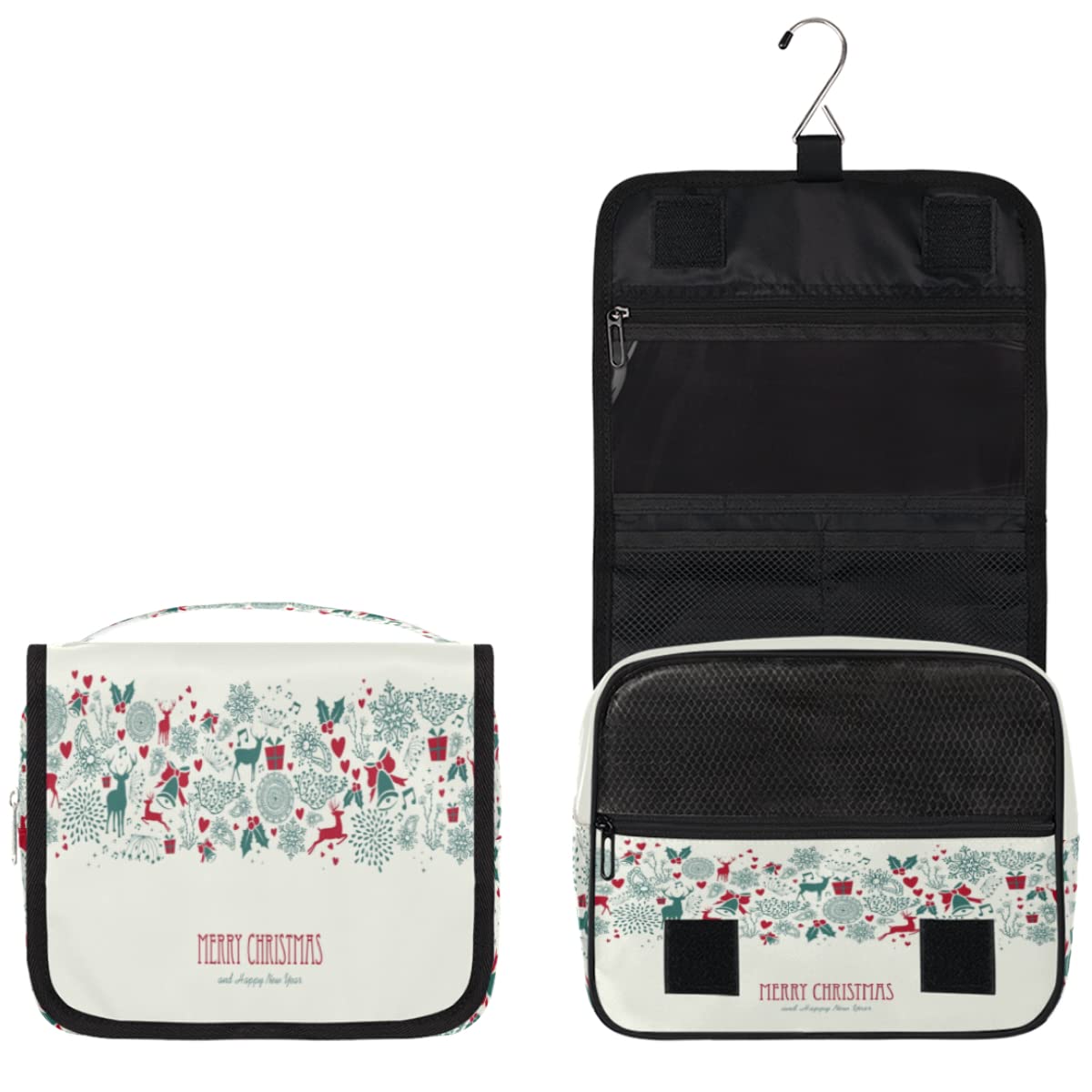 Wesołych Świąt Podróżna Kosmetyczka Wesołych Świąt Kosmetyczka Do Mycia Torebka Unisex Wiszące Kosmetyki Kosmetyki Organizer Do Makij, wielobarwny, Jeden rozmiar