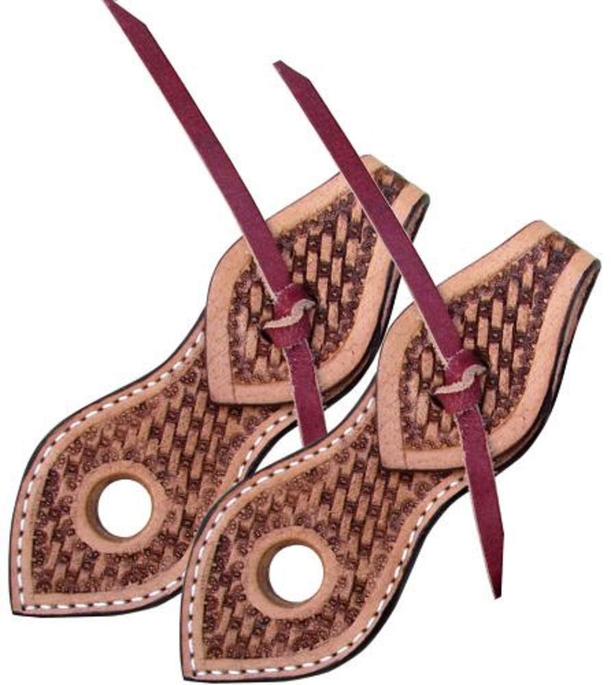 Showman 6" Long Basketweave Tooled Light Oil Leather Slobber Straps