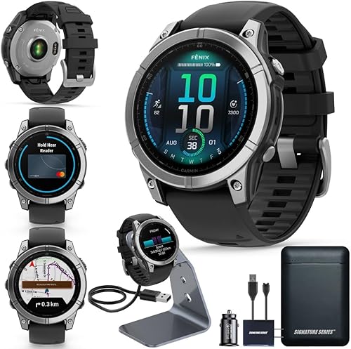 Miniatura 62 de Garmin Fenix 8 Premium Multisport GPS Running Smartwatch, 1.693 in AMOLED, con clasificación de inmersión, linterna incorporada titanio DLC gris