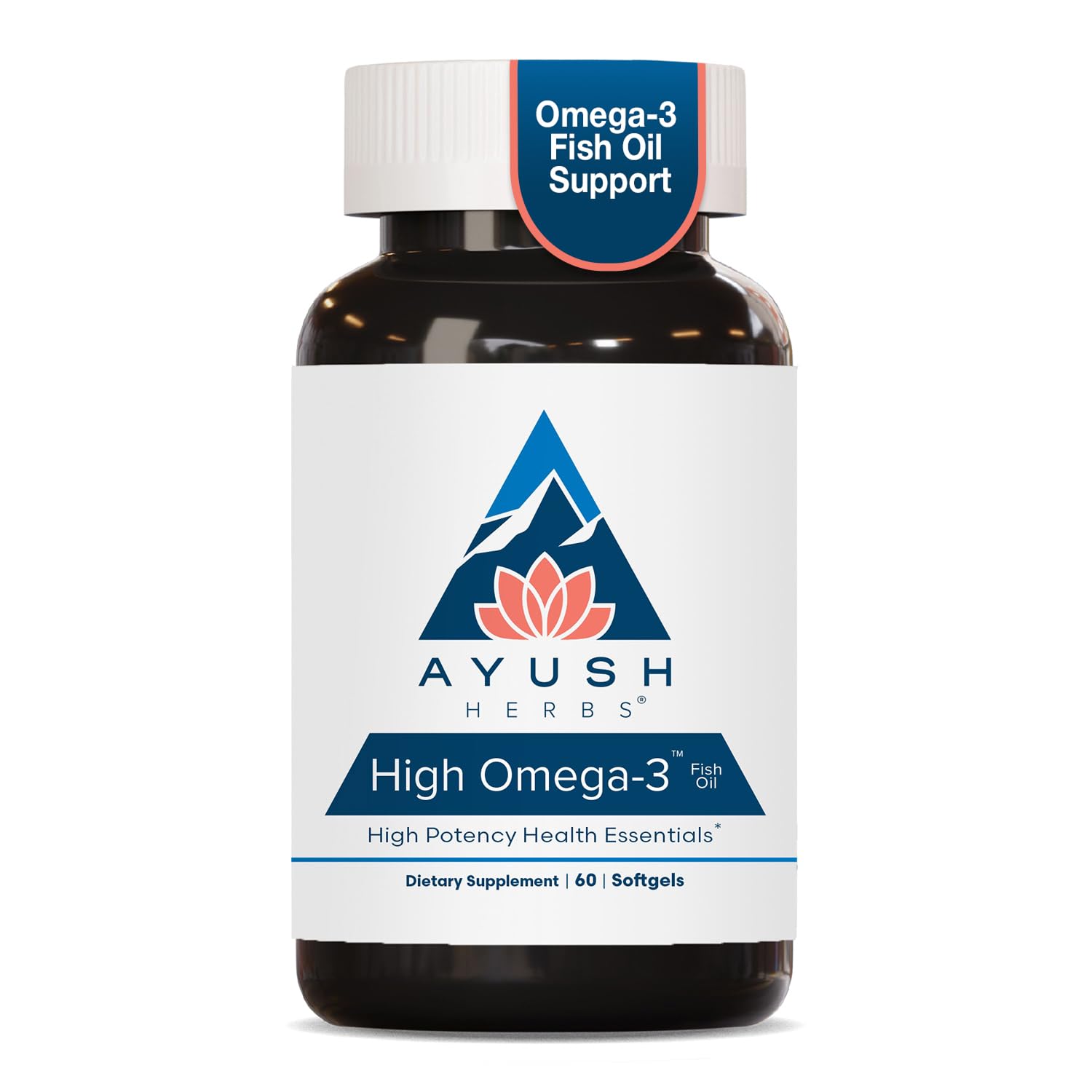 Ayush Herbs High Omega 3, 1000mg Per Capsule, Lemon Flavor, 60 Servings