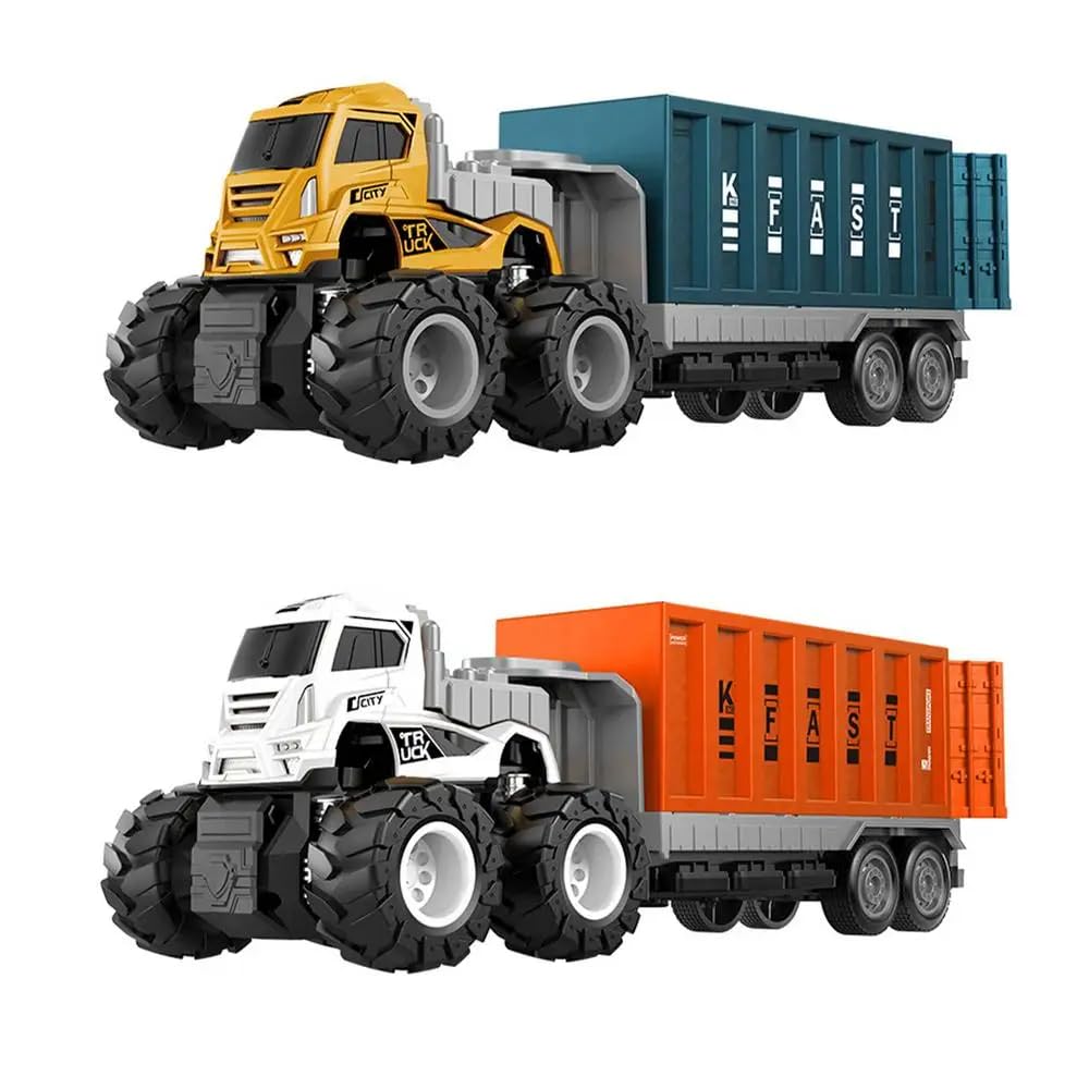 UKAXA 1:43 4WD Diecast Alloy Logistic -Transportation Big Truck Toys with Friction Powered Miniature Car Vehicle Toy for Kids Boys and Girls Best Gift Truck Toys