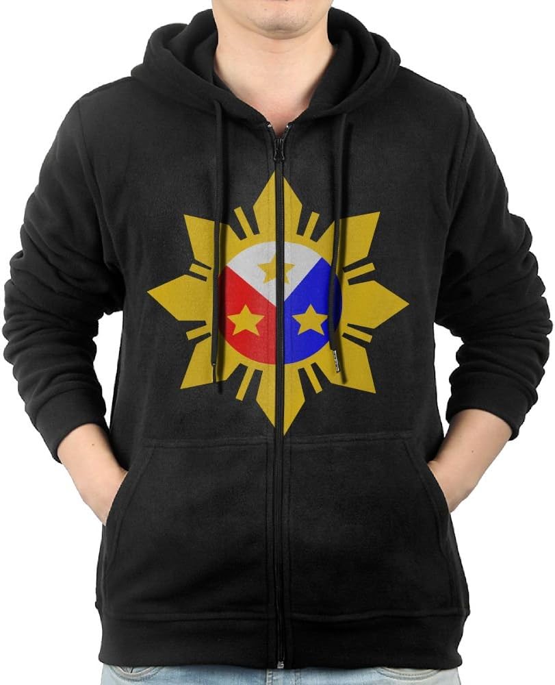 Philippine Flag Logo Design Hooded Sweatshirt Full Zip Hoodie With Pocket For Men