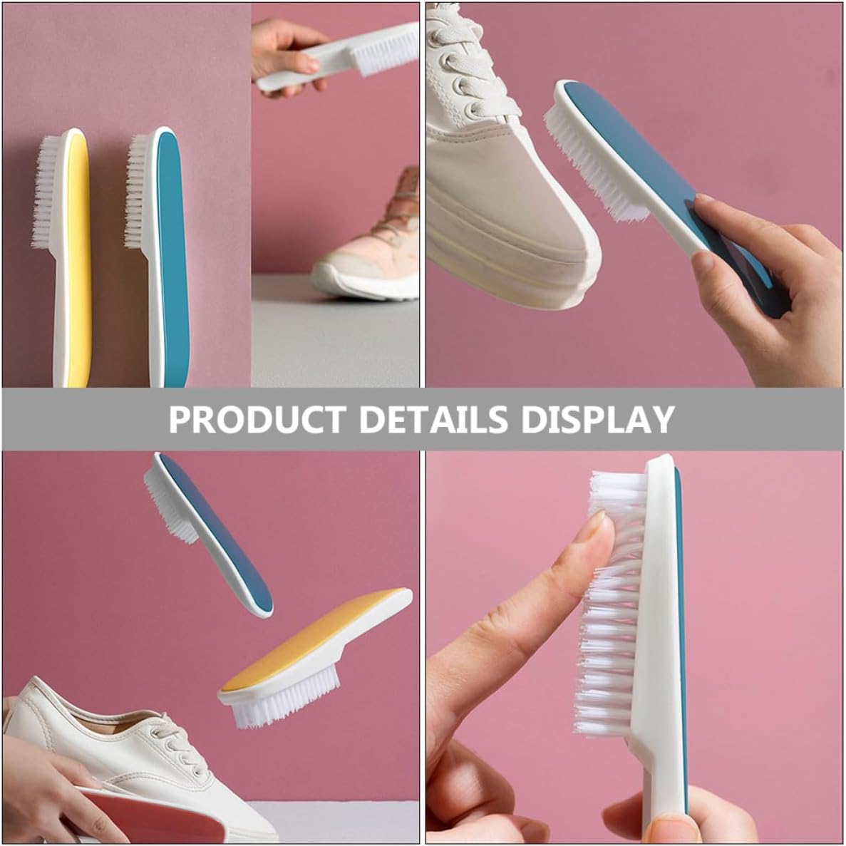4pcs Soft Bristle Shoe Washing Brush Set, Portable Multi-Color Laundry Cleaning Scrubbing Brushes for Clothes and Footwear, Household Shoe Care Accessories