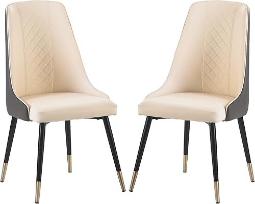 Miniatura 5 de realglow Juego de 2 sillas para sala de estar, sillas de comedor modernas, sillas decorativas con patas de metal, sillas tapizadas para sala de