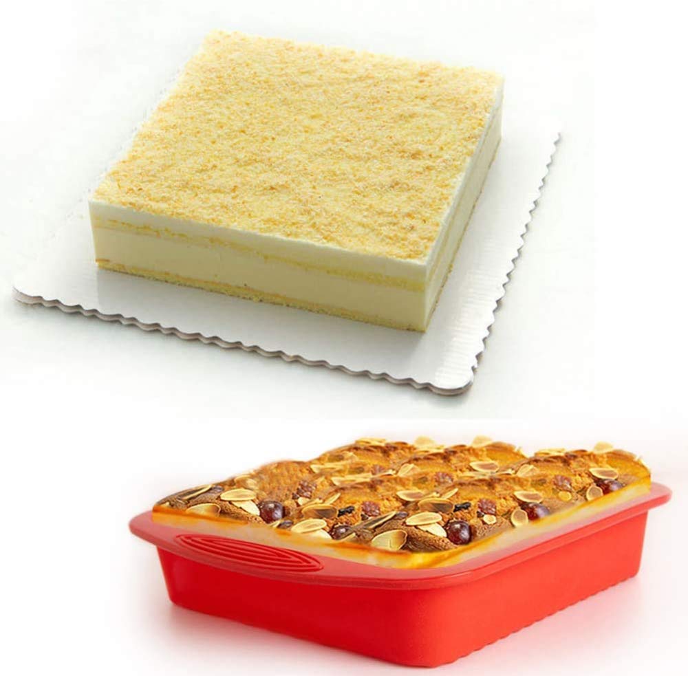 Stampo per torta in silicone rettangolare rotondo flessibile antiaderente per silicone da cucina, rosso
