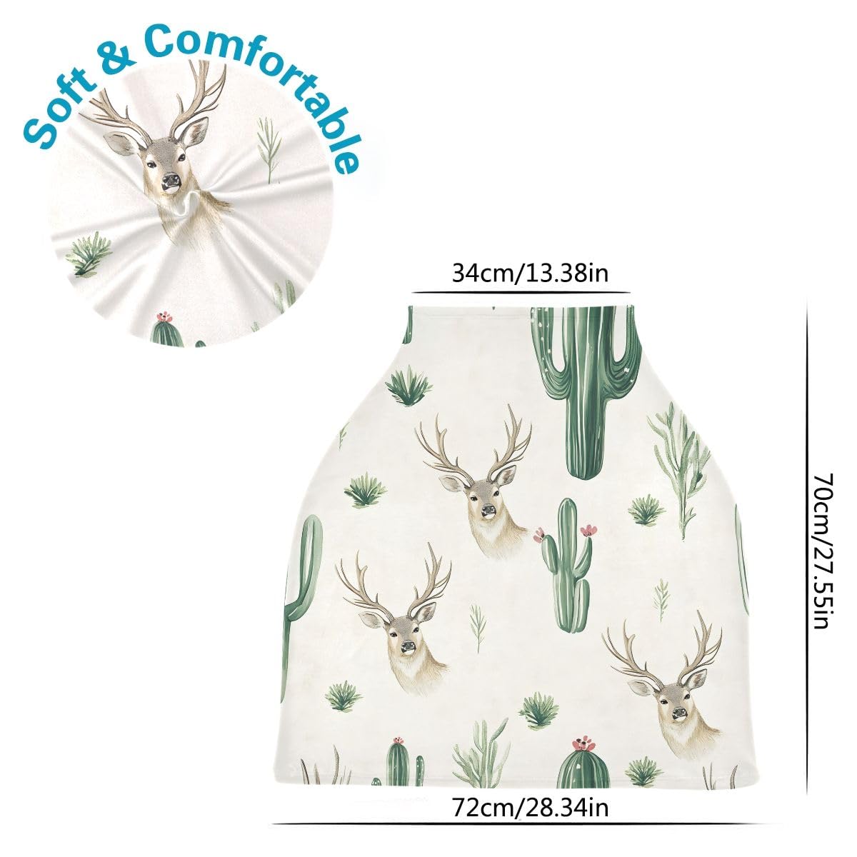 Baby Car Seat Canopy Covers Nursing Cover Stretchy Boys Girls Cactus Deer Grass Carrier Cover Breastfeeding Cover Breathable