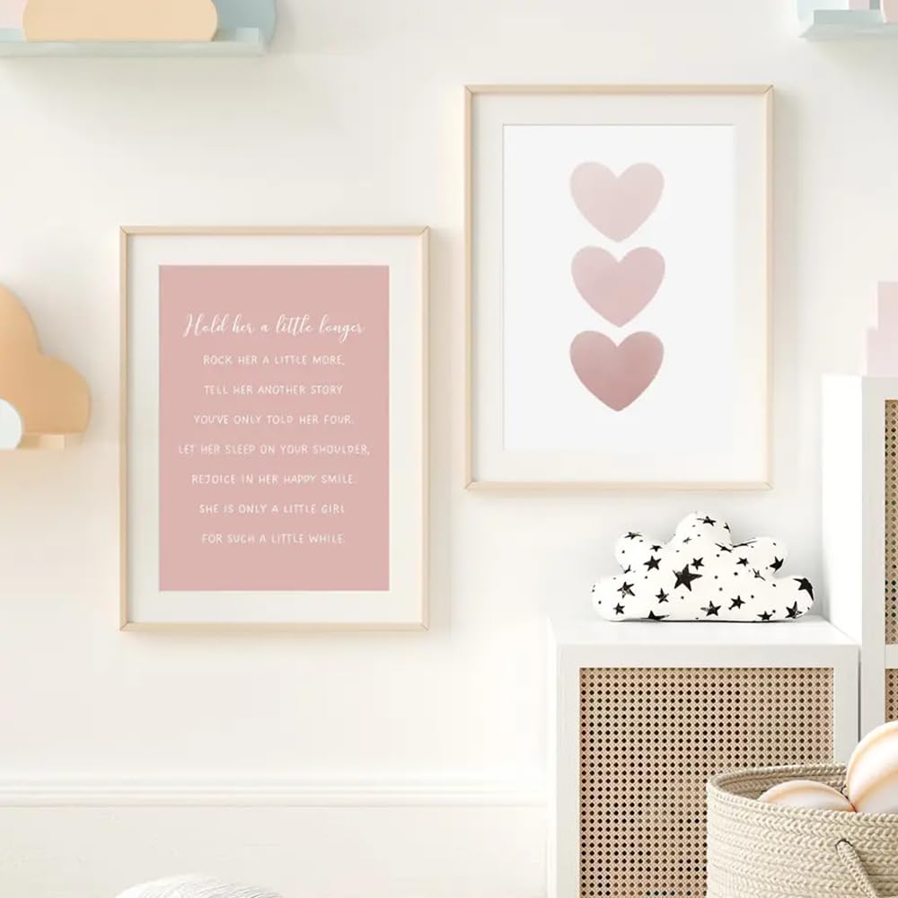 Lot De 3 Posters Marguerites Rose & Arc-en-Ciel – Toile Chambre Enfant Fille, Sans Cadre, 30x40 Cm, Décoration Douce & Poétique