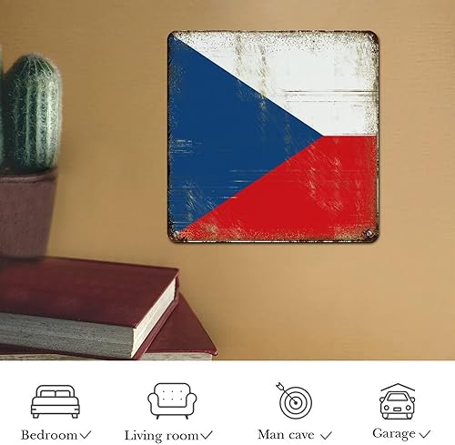 Miniatura 7 de Letrero de metal con bandera nacional de la República Checa regalo rústico de aluminio con diseño retro letrero patriótico envejecido letrero de