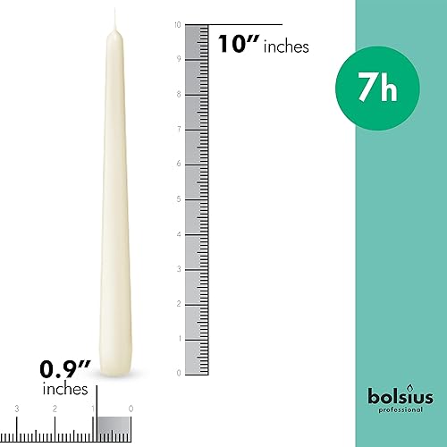 Miniatura 2 de BOLSIUS Ivory Taper Candles - Paquete de 100 velas a granel Juego de velas de cena de 10 pulgadas Más de 7 horas de combustión Calidad europea