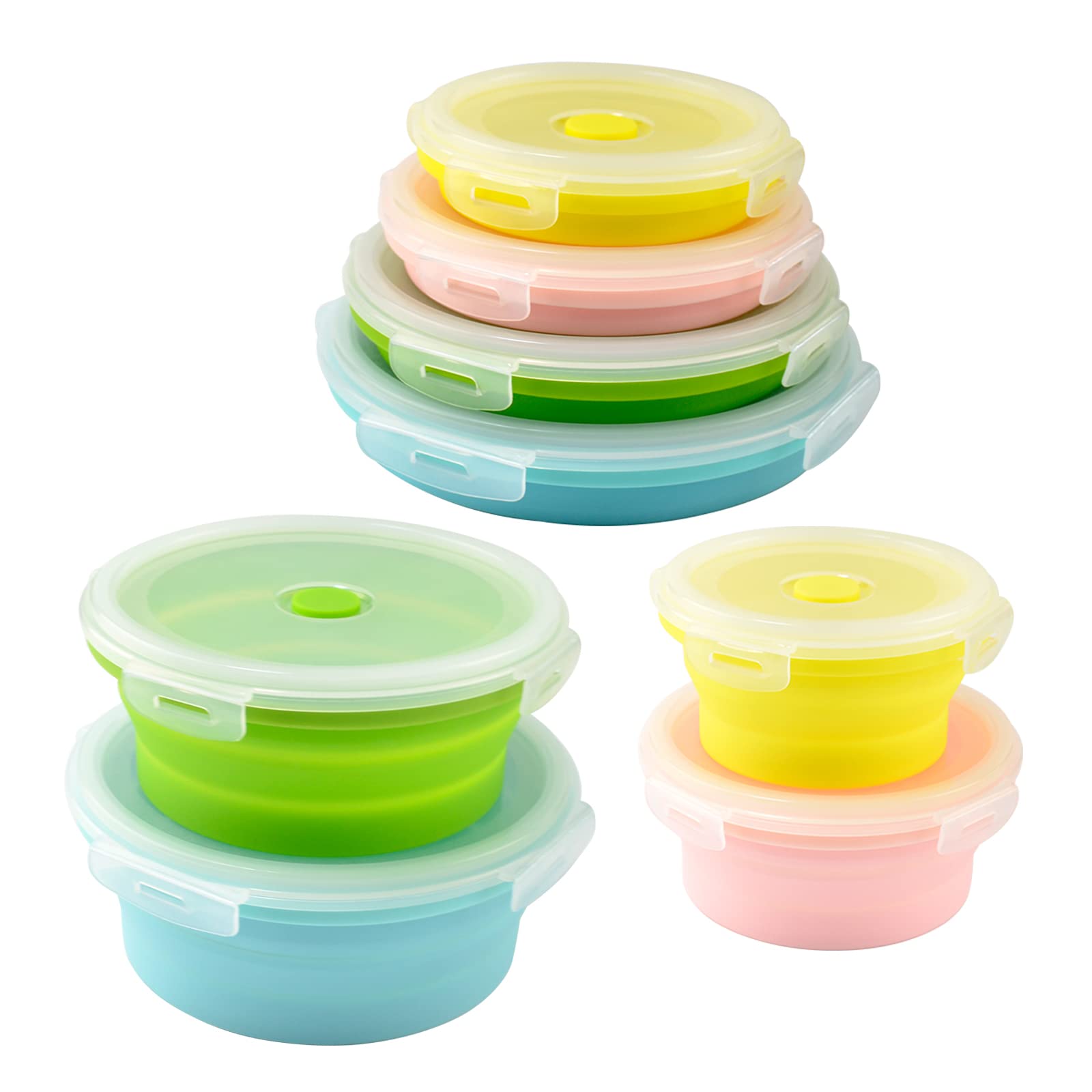 Amazon | シリコン製折りたたみ式食品保存容器 4個セット 丸型