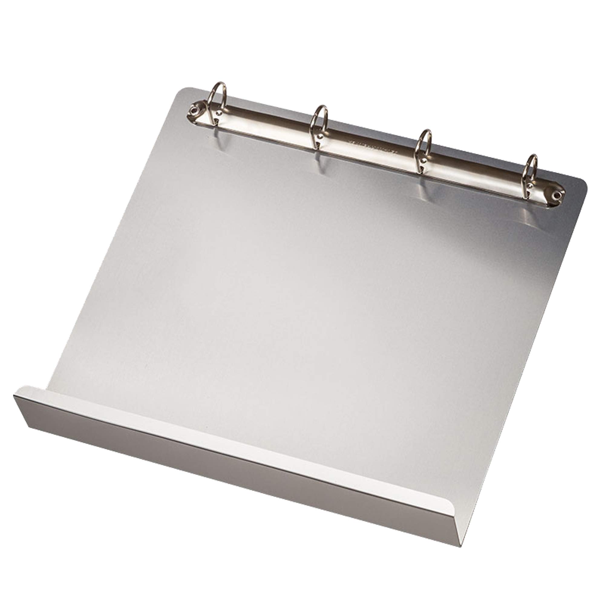 Djois, 181111 - Magnetischer Dokumentenhalter aus Aluminium mit 4-Ring-Mechanik und Ablage, DIN A4, Silber, repositionierbar für Whiteboard und Metallflächen, ideal für Lean Management