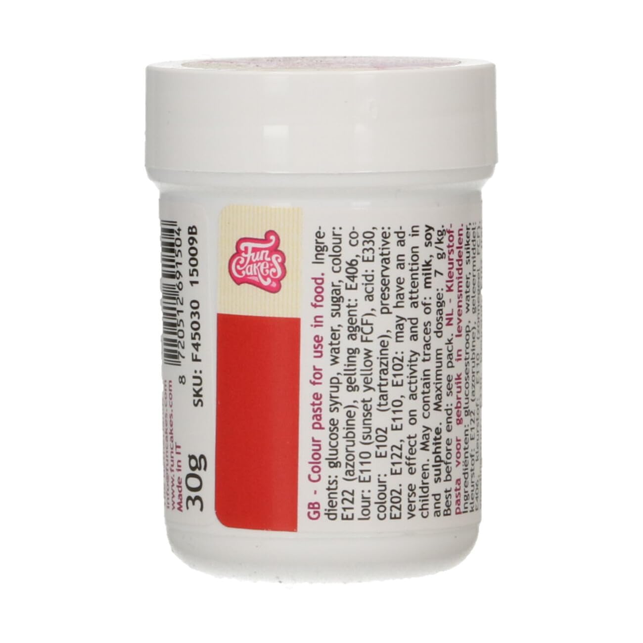 FunCakes Food Colour Paste Christmas Red; Concentrated Food Colouring Paste for Batter, Cream, Fondant, Marzipan, Dough, Modelling and Flower Paste. Halal and Kosher. 30 g