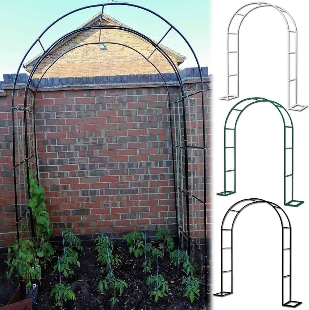 Garden Arbor Arch Steel Frame Weather Resistant Metal Archway for Climbing Plants, Free Standing Trellis Pergola 1.2M 1.4M 1.8M 2.4M 3M 3.5M Wide Garden Arch,Black,W1.4M*H2.3M