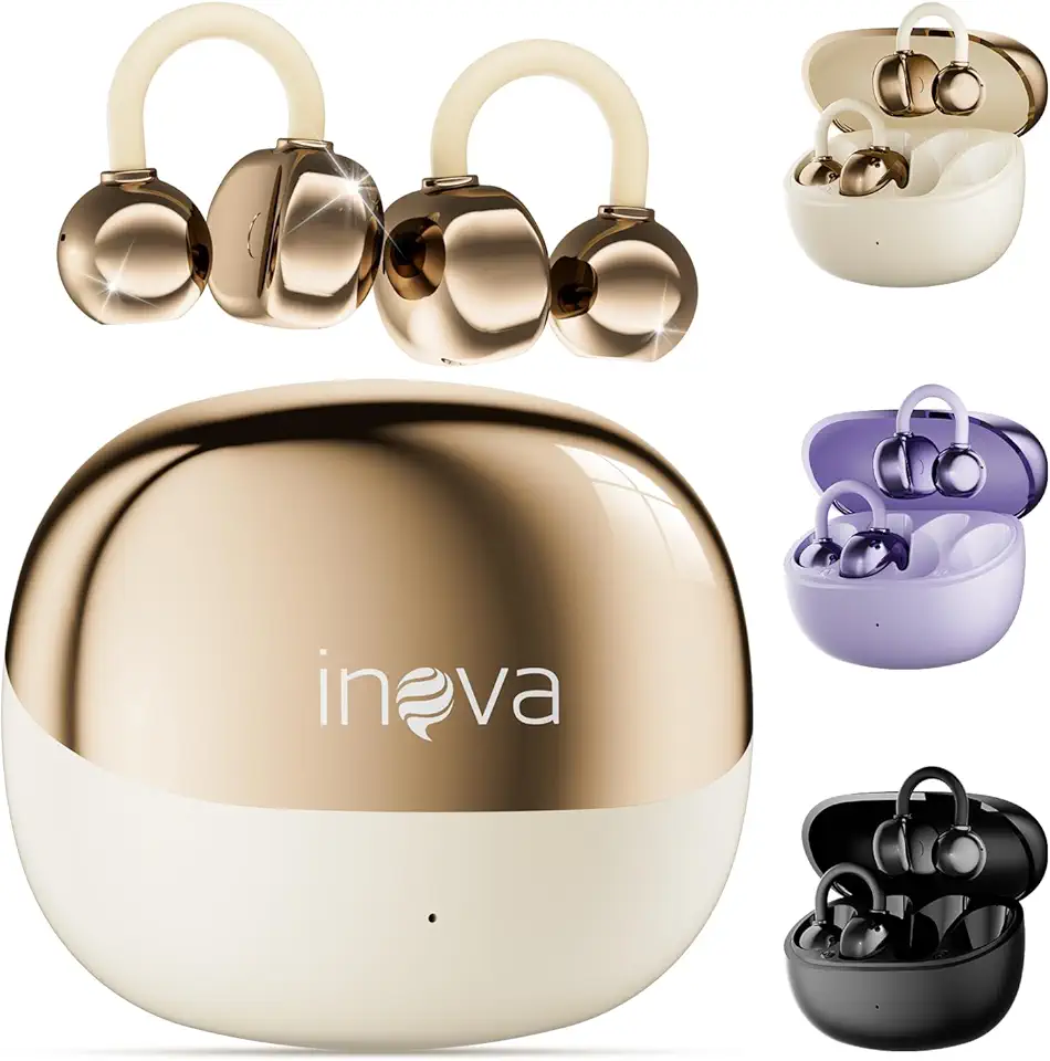 INAVA Fone de Ouvido de Nova Geração,Bluetooth 6.0,50h de Autonomia,À Prova d'Água IPX6,Microfone ENC,Conforto Leve para Esportes,Orelhas Pequenas e Óculos (Branco)