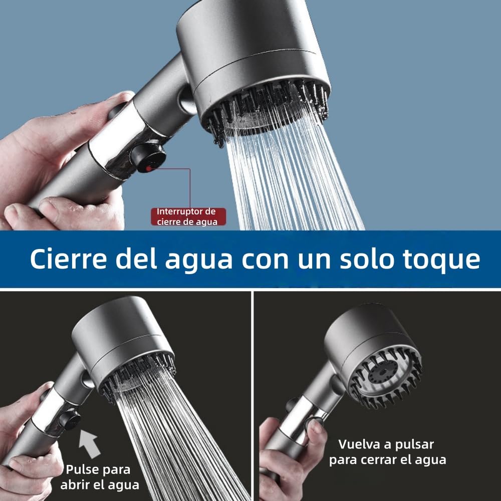 Alcachofa de ducha de alta presión, 3 pulverizadores, ahorro de agua, ideal para baño, presión de agua mejorada, fácil de instalar