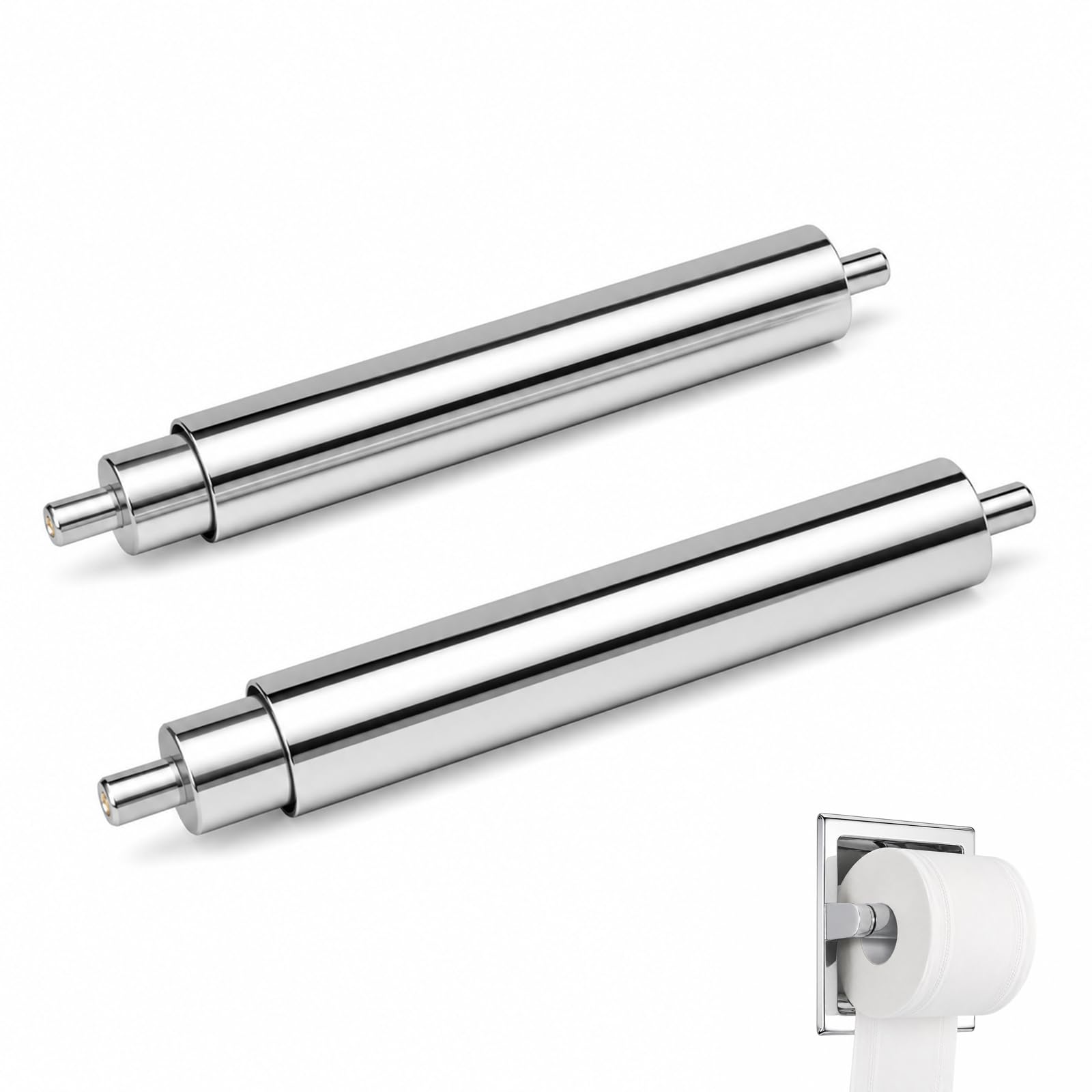 2pcs Toilet Roll Holder Replacement Rod, Spring Loaded, Bathroom Hardware