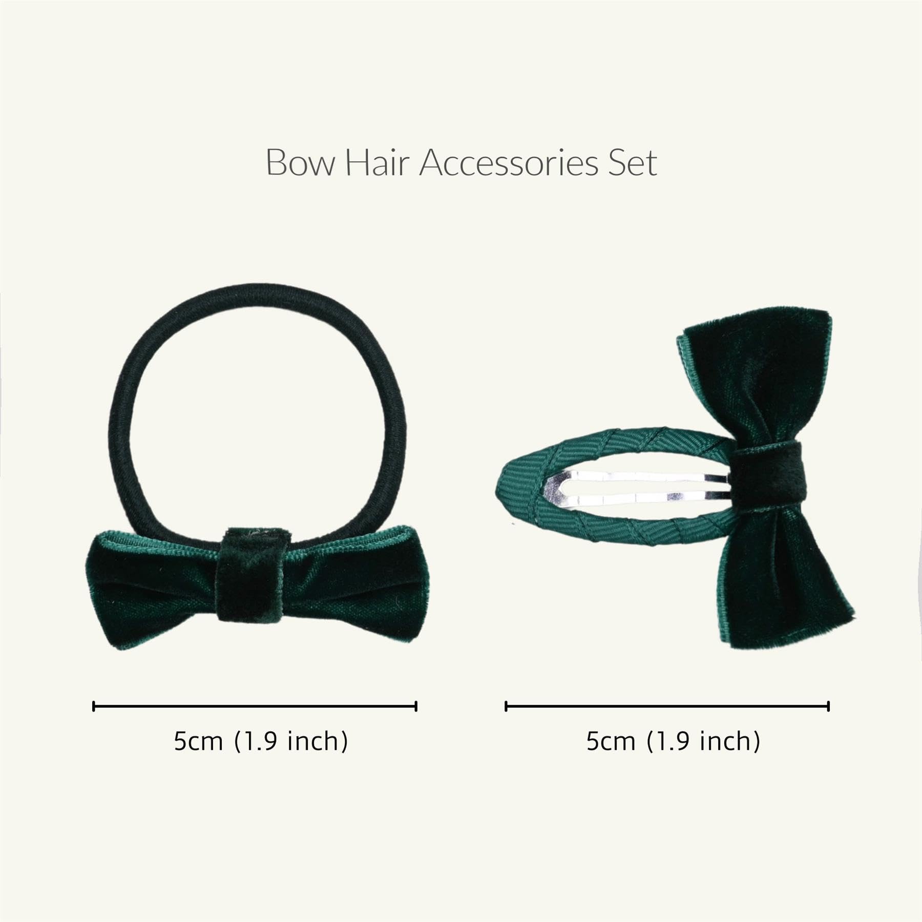 Basic Sense 12pcs Girls' Velvet Bow Hair Accessories - School Hair Clips & Hair Ties Set Dark Green - Image 3