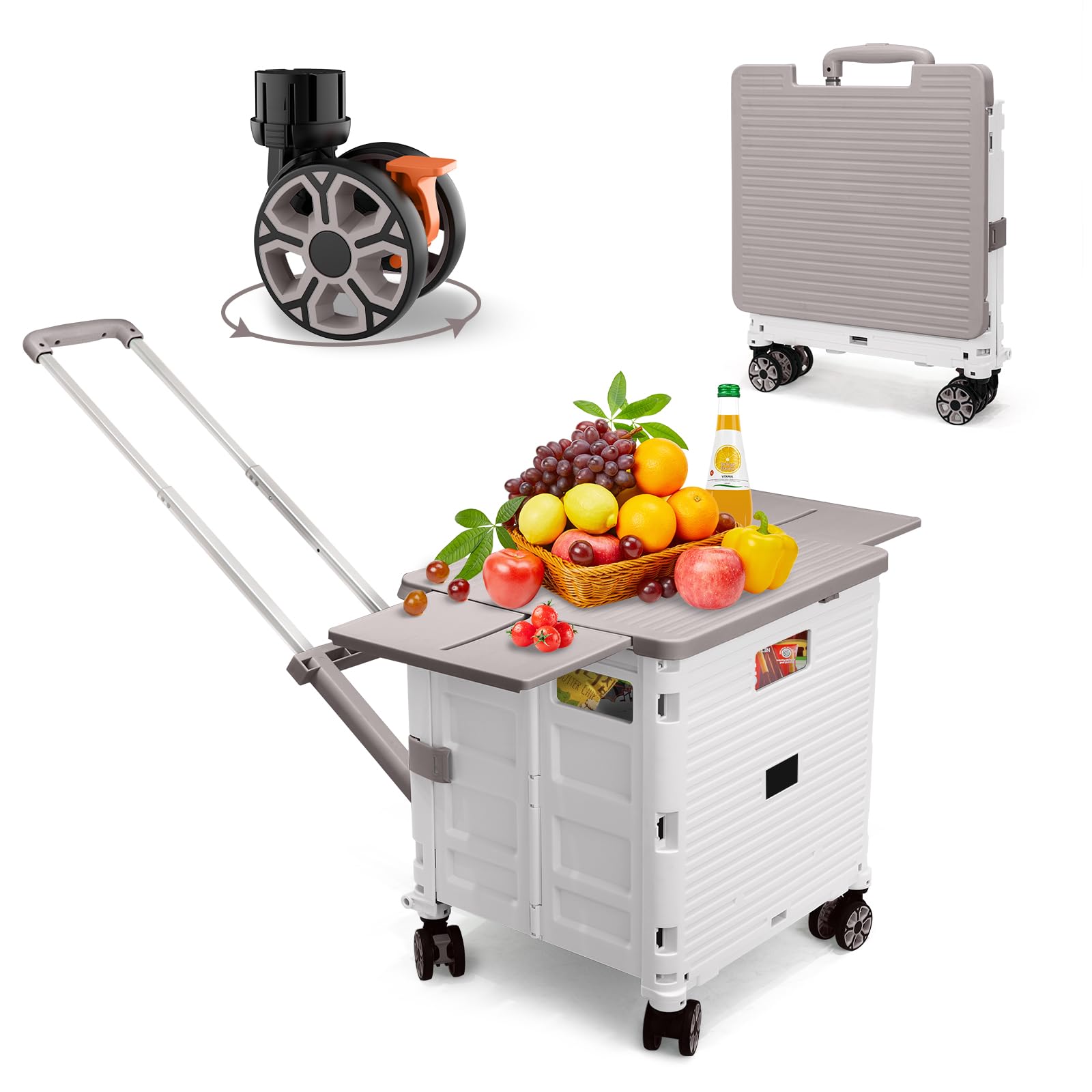 Carrello Pieghevole 55L/176lbs, Trolley Piano, Coperchio Magnetico
