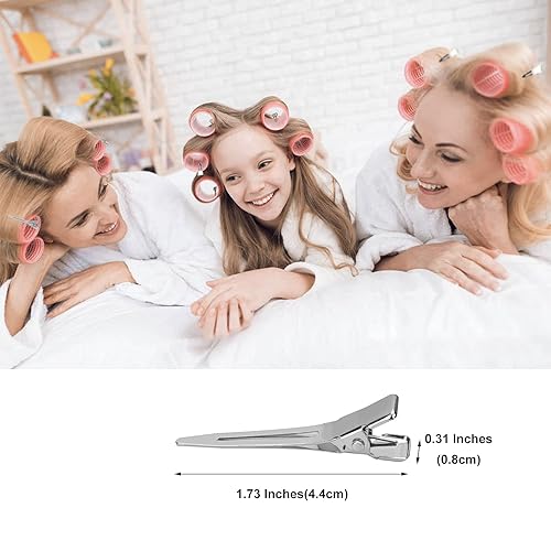 Miniatura 8 de 26 pinzas de metal con pico de pato para mujer corte de peinado horquillas plateadas para cabello largo pinzas de rizo de cocodrilo para rodillo de