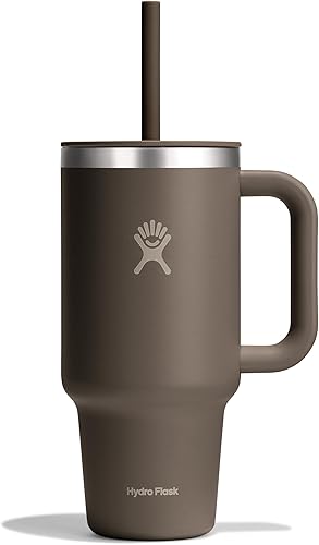 Miniatura 67 de Hydro Flask - Vaso de viaje con asa, tapa y pajilla, acero inoxidable térmico, 32 onzas, color azul