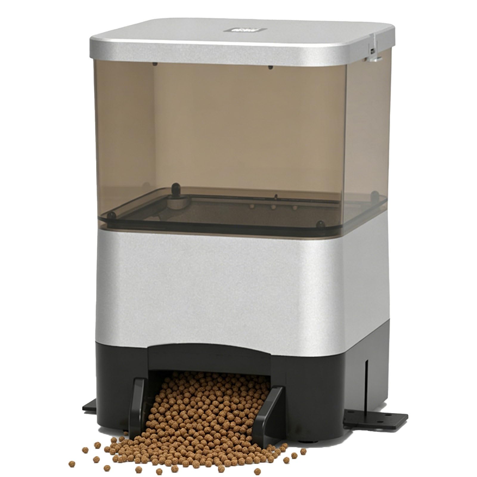 Distributore Automatico di mangime per Pesci Rossi, Resistente alle intemperie, in ABS+PC, con Funzione di Memoria in Caso di interruzione di Corrente, per acquari Interni (Silver)