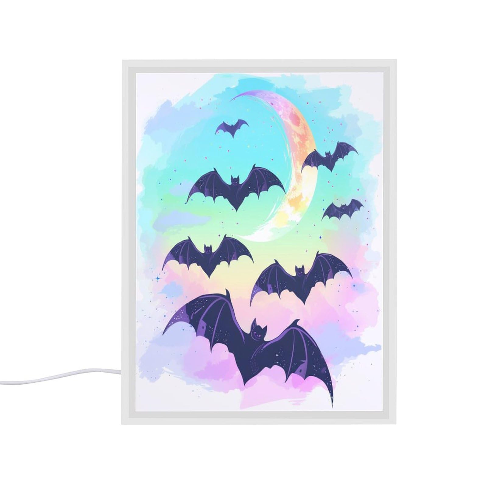 LED Mirror Nightlight Birthday Bats Acrylic Night Light USB Tricolor Dimming Table Lamp Children Gift Mood Light Room Decor Button Switch