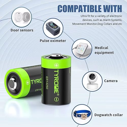 Miniatura 3 de Tyrone ER14250 - Batería [tamaño 1/2 AA, paquete de 10 unidades] [LS 14250 3.6V 1200 mAh de litio no recargable], baterías compatibles con collares