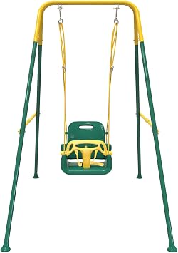 Multifunctional Toddler Swing, Foldable Baby Swing Outdoor & Indoor Use, Easily Installable and Storable Green