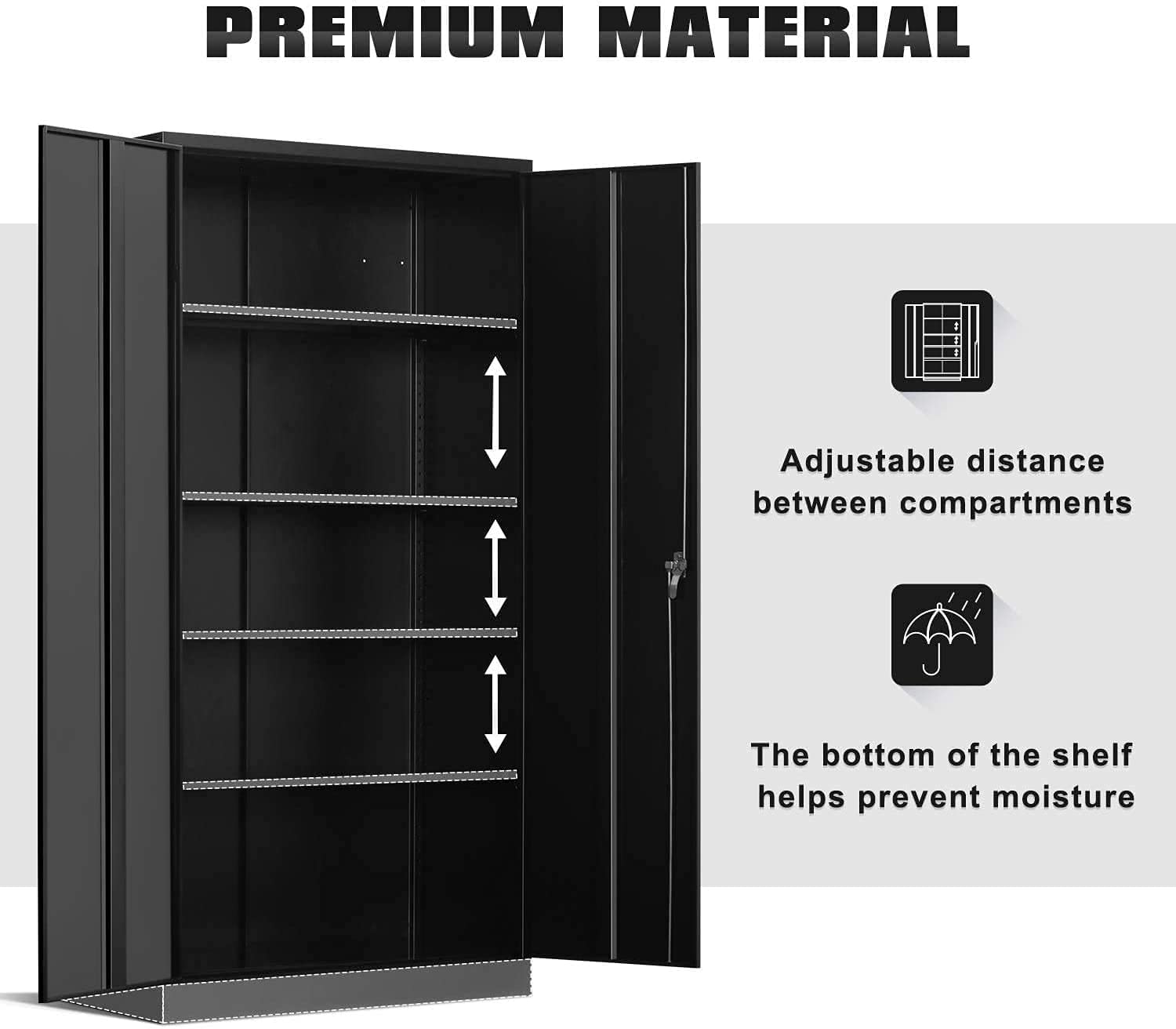 Black Tall Metal Storage Pataku Locking Steel Storage