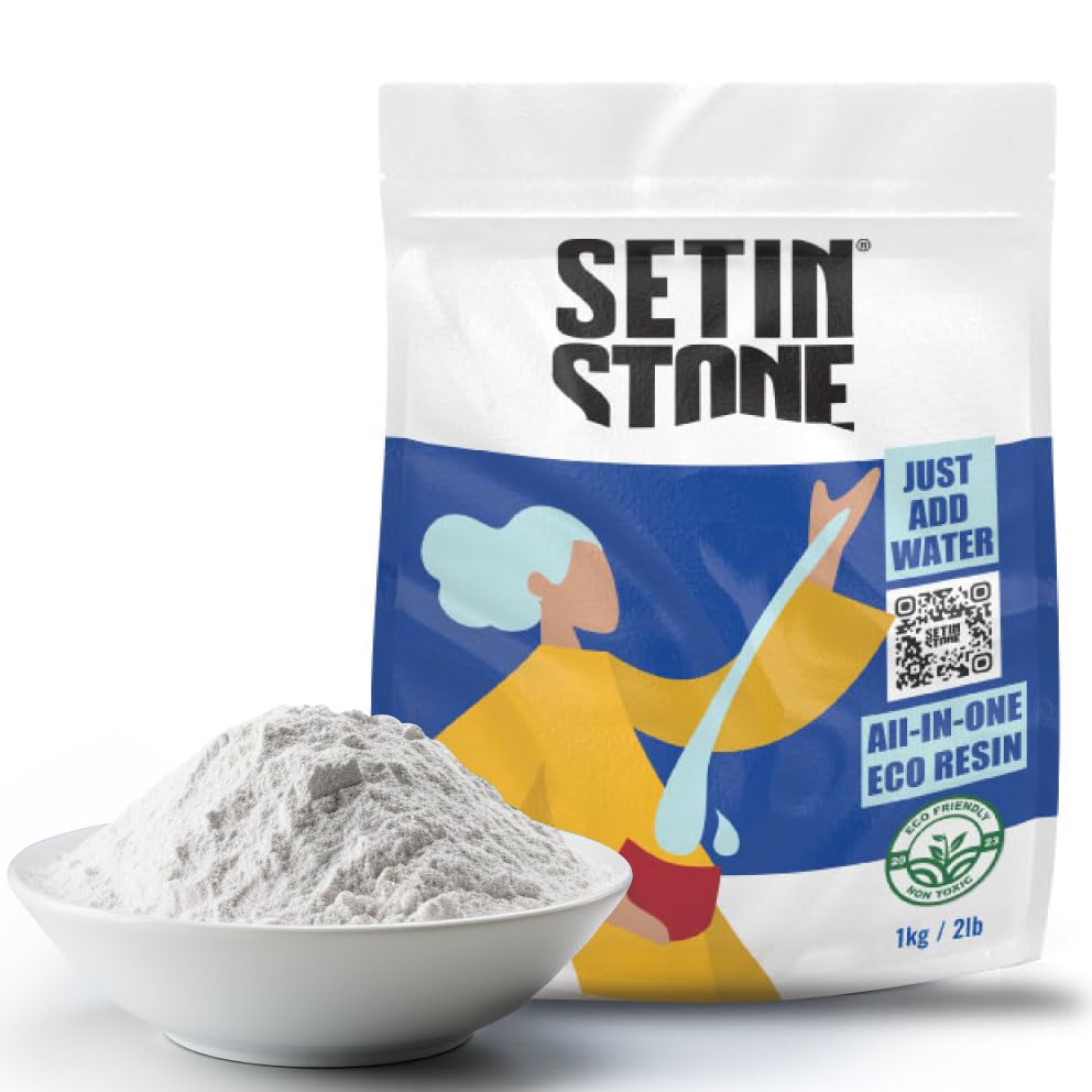 SETINSTONE Eco Casting Resin Powder Kit - Sustainable, Non-Toxic, Eco-Friendly, Water Based Formula - Easy to Use for DIY Art - 1 Bag Mineral + Polymer Powder - All in One (1kg/2lbs)