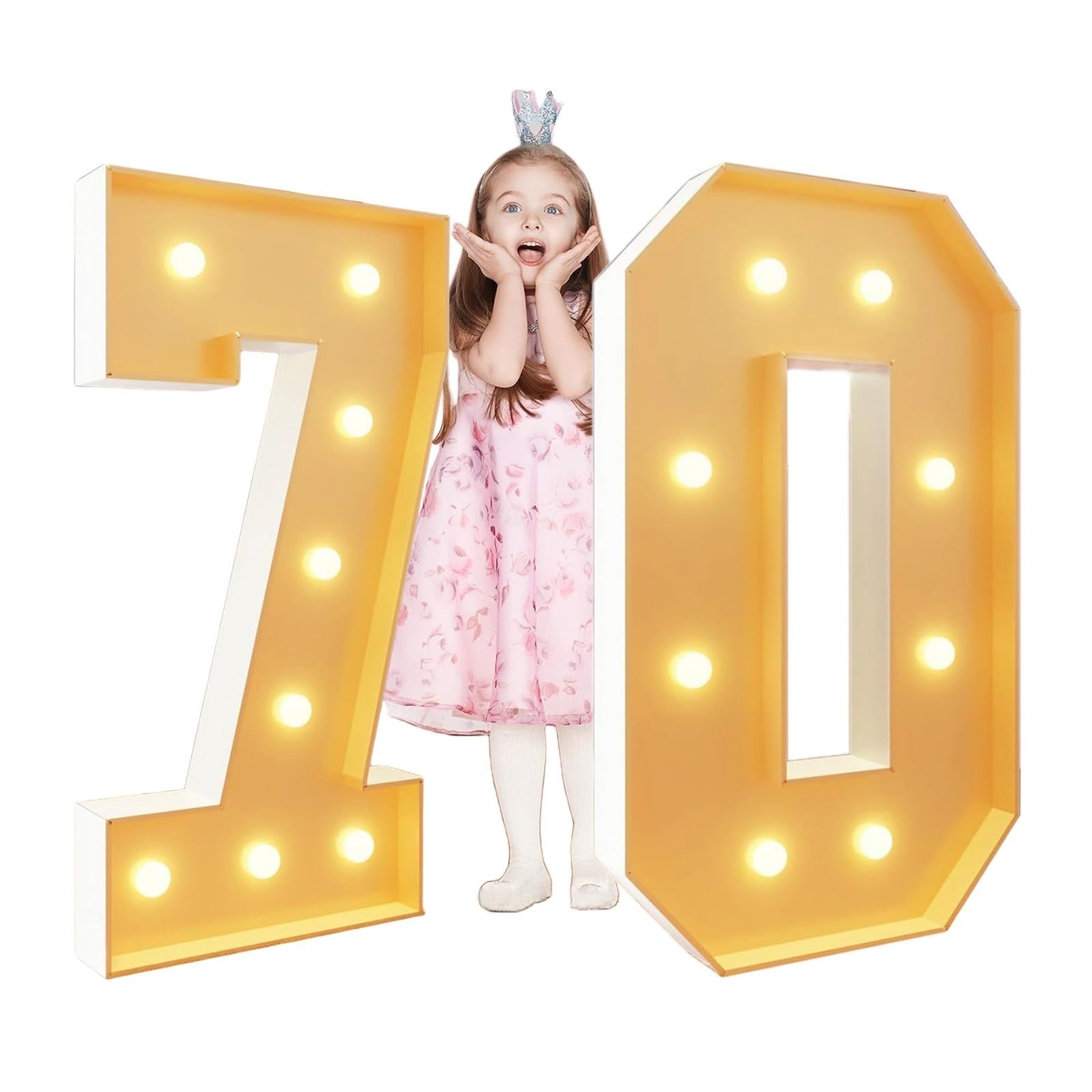 Dekoracje Na Przyjęcie Urodzinowe Duże Podświetlane Numery LED Zasilane Bateriami Na 30. I 40. Urodziny(70,70cm)