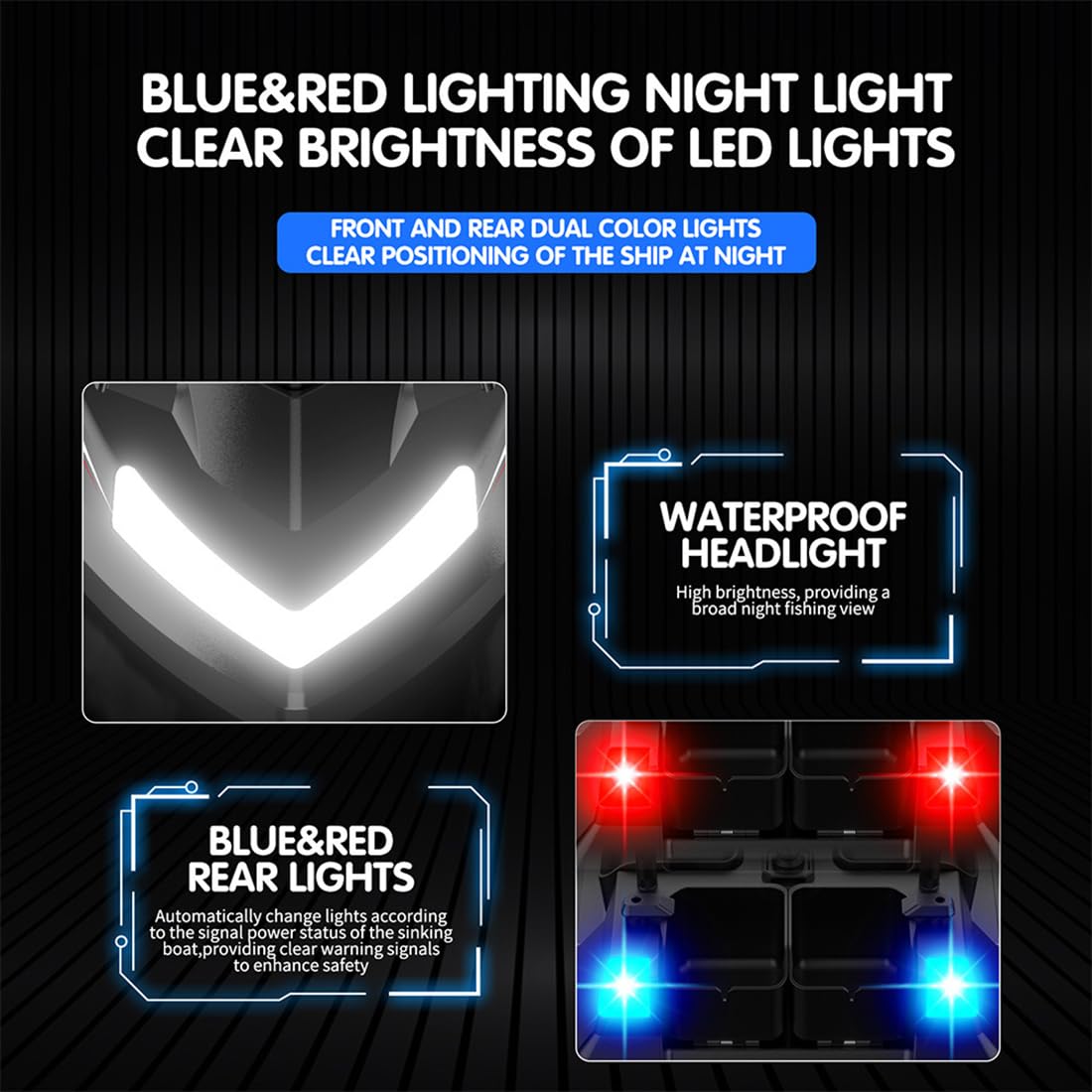 Barco de Pesca con Cebo, V802, lancha rápida RC de Alta eficiencia con 4 tolvas de Cebo, Gran Capacidad de 3 kg, Control Remoto de 500 m, Luces LED de Pesca