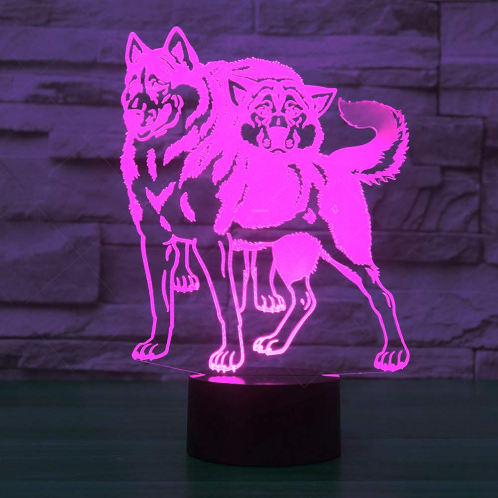 Jinson 3D Wolf Lampe LED Nachtlicht – 7 Farben, Touch-Bedienung, Perfekt Fürs Schlafzimmer Oder Als Cooles Geschenk