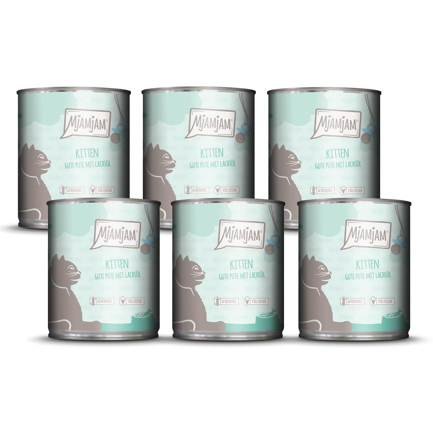 MjAMjAM - Premium wet food for cats - Kitten good turkey with salmon oil, 6 pack (6x800g), grain-free