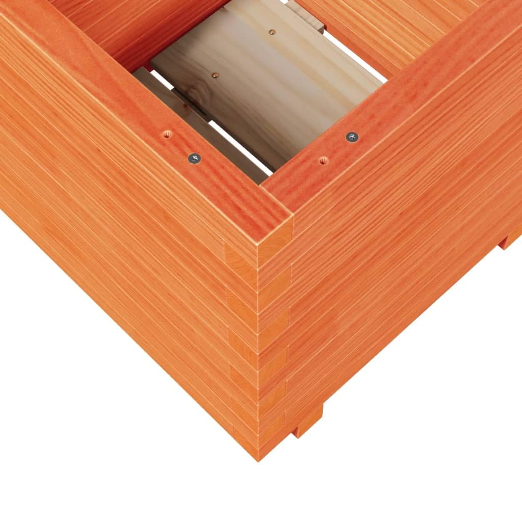 Macetero de madera de pino, 50 x 50 x 49,5 cm, marrón cera, madera maciza, bancal alto, jardín de hierbas, jardín urbano para jardín, balcón y terraza